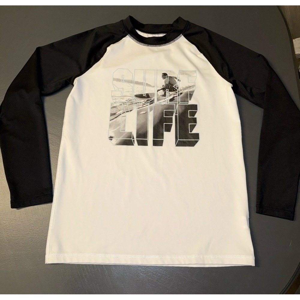 Surf Life Graphic Long Sleeve Rash Guard Beach Pool Summer Boys XXL 16